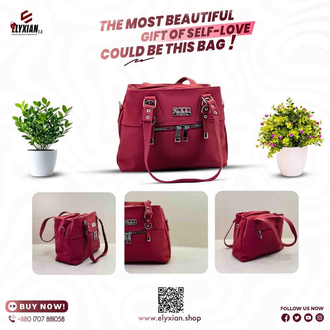 Ladies Mini Hand Bag - Berry Red