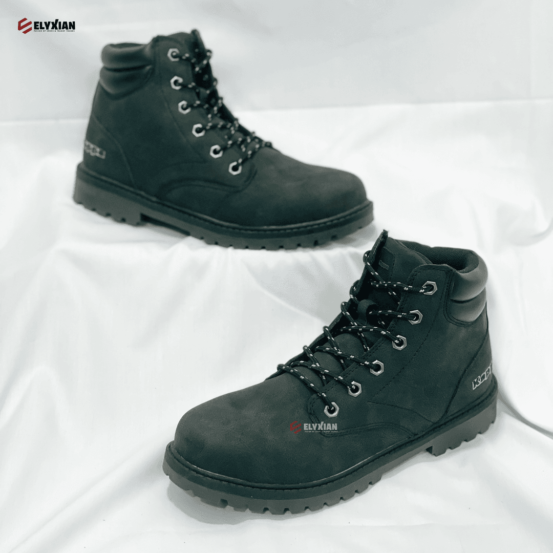 High Neck Boot - Black Leather