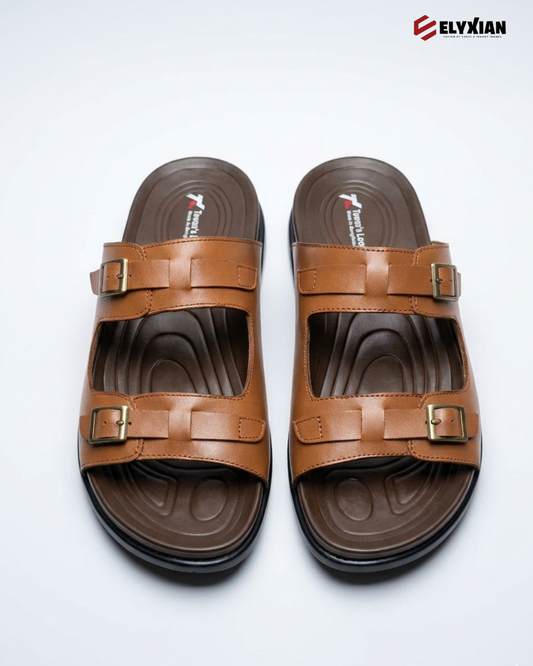 Classic Double Buckle Slide – Tan Brown