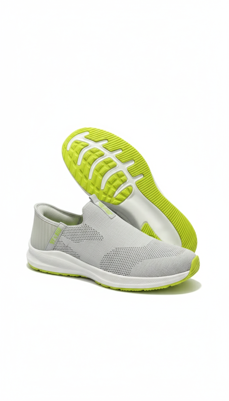 Skechers GoWalk Active Pro Slip-On Sneakers – Lightweight Breathable Comfort (Ash Grey – Lime Volt Edition)