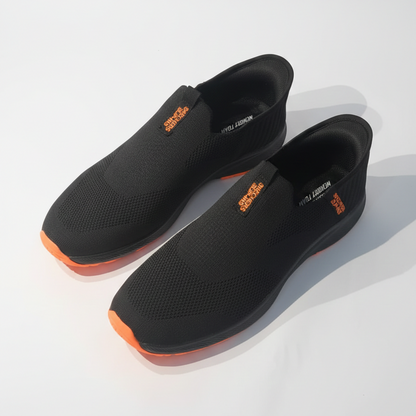 Skechers GoWalk Active Pro Slip-On Sneakers – Lightweight Breathable Comfort (Black/Orange)