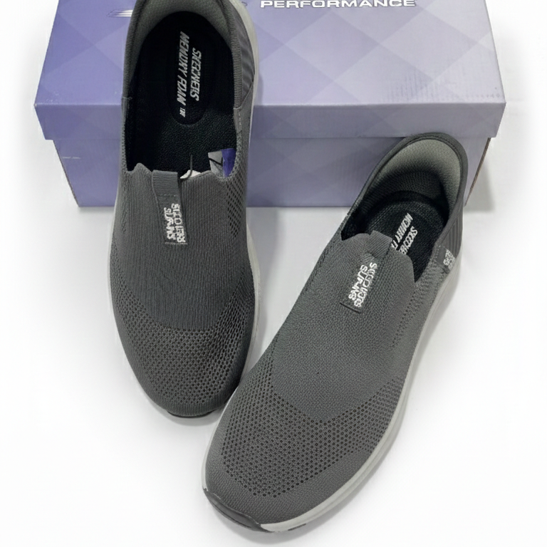 Skechers GoWalk Active Pro Slip-On Sneakers – Lightweight Breathable Comfort (Charcoal Grey – Classic Edition)