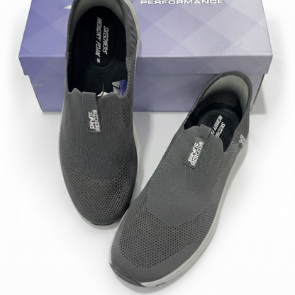 Skechers GoWalk Active Pro Slip-On Sneakers – Lightweight Breathable Comfort (Charcoal Grey – Classic Edition)