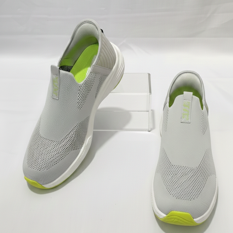 Skechers GoWalk Active Pro Slip-On Sneakers – Lightweight Breathable Comfort (Ash Grey – Lime Volt Edition)