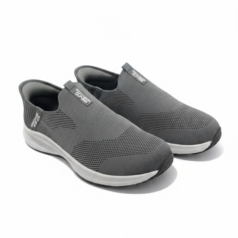 Skechers GoWalk Active Pro Slip-On Sneakers – Lightweight Breathable Comfort (Charcoal Grey – Classic Edition)