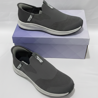 Skechers GoWalk Active Pro Slip-On Sneakers – Lightweight Breathable Comfort (Charcoal Grey – Classic Edition)