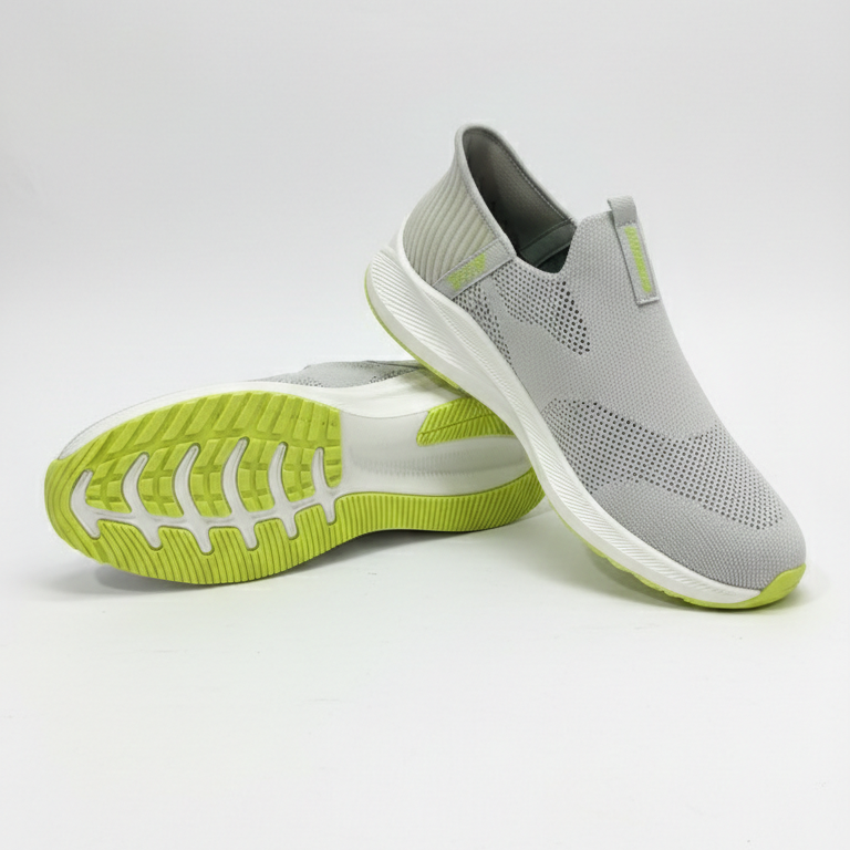 Skechers GoWalk Active Pro Slip-On Sneakers – Lightweight Breathable Comfort (Ash Grey – Lime Volt Edition)
