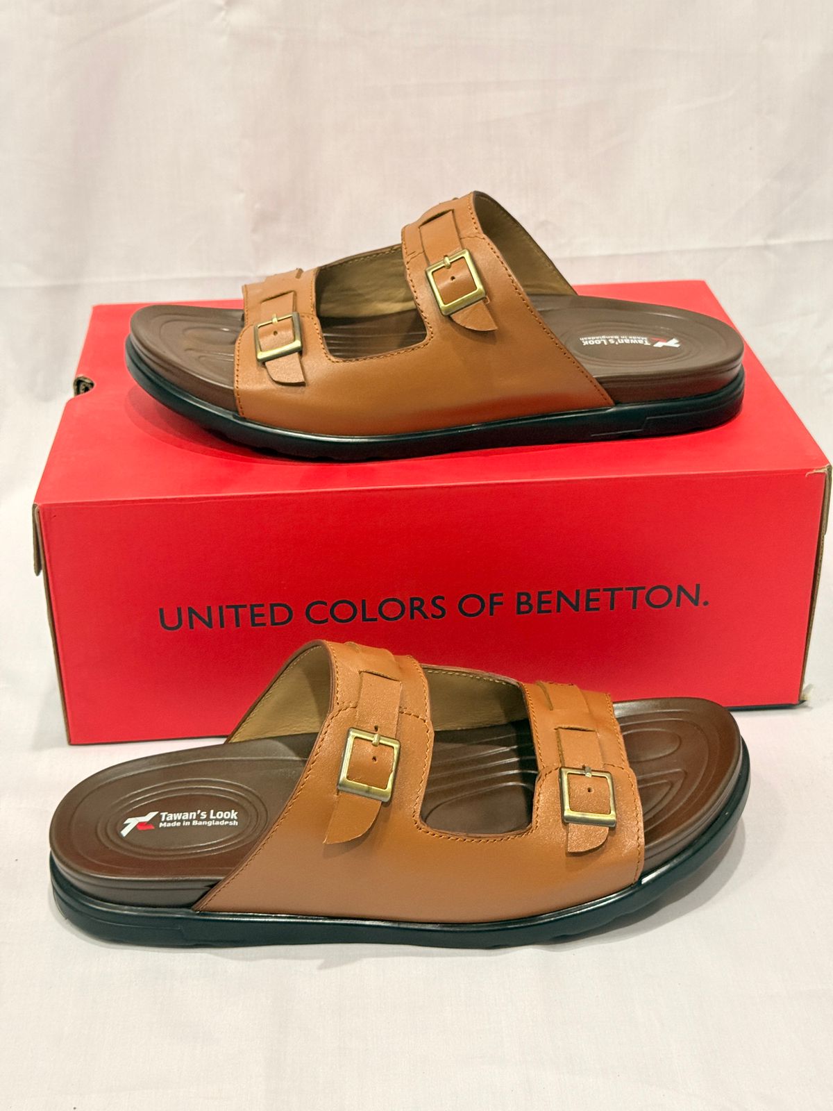 UrbanStride Pro – Dual Buckle Comfort Sandal (Caramel Brown)