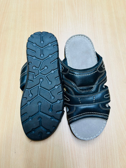 Premium Genuine Leather Comfort Slide Sandal – Black